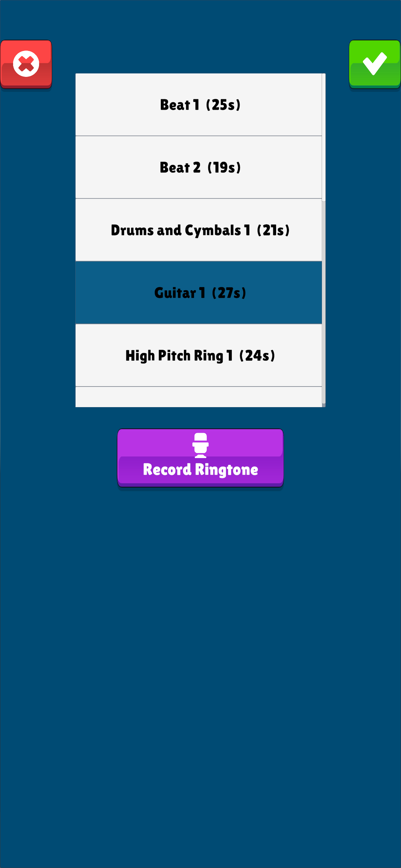 App Screenshot showing options for two or three day holidays